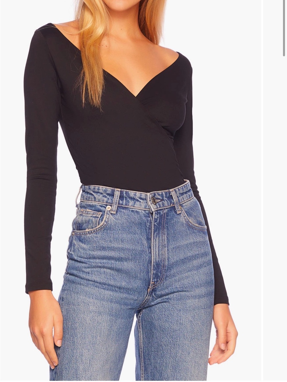 Susana Monaco faux wrap surplice black top